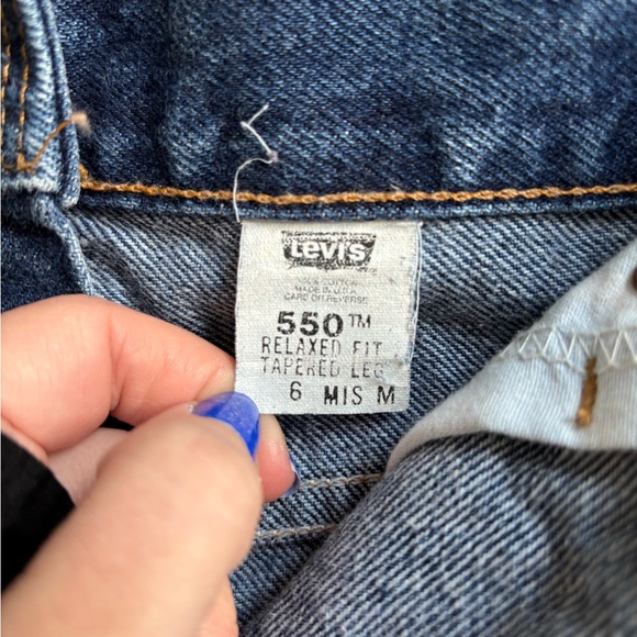 Levi's Black and Blue Frayed Denim Shorts - Picture 4 of 6